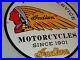 Vintage Indian Motorcycle Parts Service 11 3/4 Porcelain Metal Gas & Oil Sign