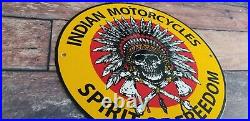 Vintage Indian Motorcycle Porcelain Service Station Gas Oil American Bike Sign