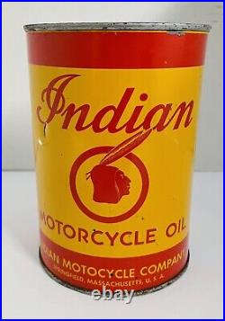 Vintage Indian Motorcycle Quart Oil Can, Full