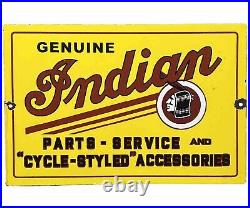 Vintage Indian Motorcycles Porcelain Sign, Dealership, Motor Bike Harley Gas Oil