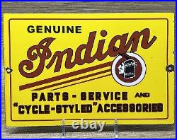 Vintage Indian Motorcycles Porcelain Sign, Dealership, Motor Bike Harley Gas Oil