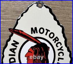 Vintage Indian Motorcycles Porcelain Sign, Dealership, Motor Bike Harley Gas Oil