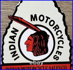 Vintage Indian Motorcycles Porcelain Sign, Dealership, Motor Bike Harley Gas Oil