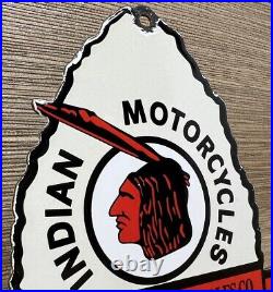 Vintage Indian Motorcycles Porcelain Sign, Dealership, Motor Bike Harley Gas Oil