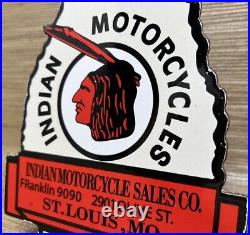 Vintage Indian Motorcycles Porcelain Sign, Dealership, Motor Bike Harley Gas Oil