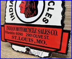 Vintage Indian Motorcycles Porcelain Sign, Dealership, Motor Bike Harley Gas Oil