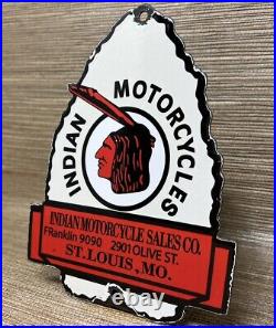 Vintage Indian Motorcycles Porcelain Sign, Dealership, Motor Bike Harley Gas Oil