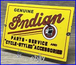 Vintage Indian Motorcycles Porcelain Sign, Dealership, Motor Bike Harley Gas Oil