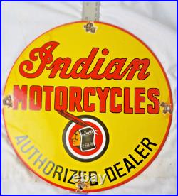 Vintage Indian Motorcycles Porcelain Sign Pump Plate Gas Station Oil