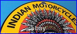 Vintage Indian Motorcycles Sign Gas Pump Service Station Porcelain Sign