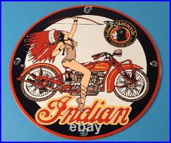 Vintage Indian Motorcycles Sign Porcelain Gas Pump Service Station Sign