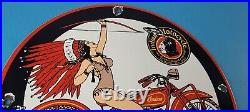 Vintage Indian Motorcycles Sign Porcelain Gas Pump Service Station Sign