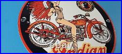 Vintage Indian Motorcycles Sign Porcelain Gas Pump Service Station Sign