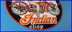 Vintage Indian Motorcycles Sign Porcelain Gas Pump Service Station Sign