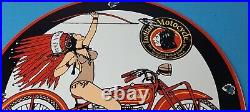 Vintage Indian Motorcycles Sign Porcelain Gas Pump Service Station Sign