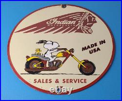 Vintage Indian Motorcycles Sign Snoopy Biker Sign Gas Pump Porcelain Sign