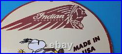 Vintage Indian Motorcycles Sign Snoopy Biker Sign Gas Pump Porcelain Sign