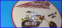 Vintage Indian Motorcycles Sign Snoopy Biker Sign Gas Pump Porcelain Sign