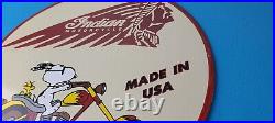 Vintage Indian Motorcycles Sign Snoopy Biker Sign Gas Pump Porcelain Sign