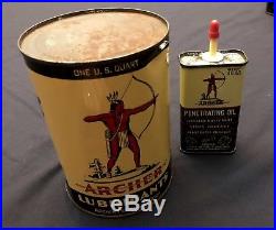Vintage Indian Oil Can set (2 gallon can, little can and quart)