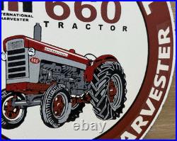 Vintage International Harvester Porcelain Dealer Sign Gasoline Gas Oil Tractor