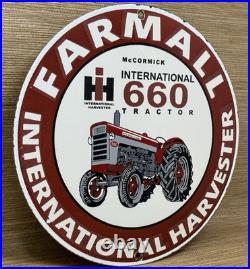 Vintage International Harvester Porcelain Dealer Sign Gasoline Gas Oil Tractor