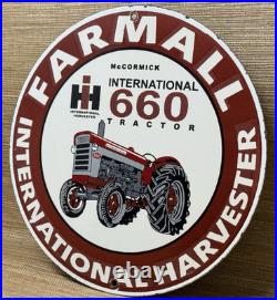 Vintage International Harvester Porcelain Dealer Sign Gasoline Gas Oil Tractor