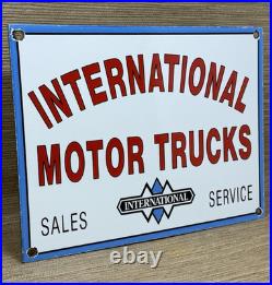 Vintage International Harvester Porcelain Dealership Sign Gas Sales Service Oil