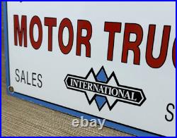 Vintage International Harvester Porcelain Dealership Sign Gas Sales Service Oil