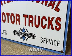 Vintage International Harvester Porcelain Dealership Sign Gas Sales Service Oil