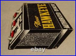 Vintage Iowa Hawkeye Auto Battery Car Truck Lg Batteries Metal Gasoline Oil Sign