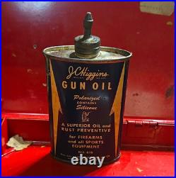 Vintage J. C. Higgins Polarized Gun Oil Advertising Can Contains Silicone