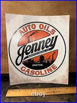 Vintage JENNY Gasoline Auto Oil Advertising Decal Sticker Boston 10 Inch Rare