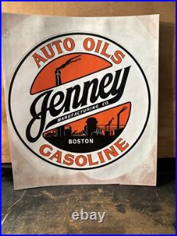 Vintage JENNY Gasoline Auto Oil Advertising Decal Sticker Boston 10 Inch Rare