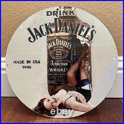 Vintage Jack Daniel's Porcelain Sign Gas Oil Whiskey Liquor Drink Ad Pump Plate