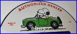 Vintage Jeep Sign Snoopy Peanuts Sign 4 WD Vehicles Gas Pump Porcelain Sign