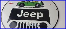 Vintage Jeep Sign Snoopy Peanuts Sign 4 WD Vehicles Gas Pump Porcelain Sign