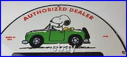 Vintage Jeep Sign Snoopy Peanuts Sign 4 WD Vehicles Gas Pump Porcelain Sign