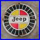 Vintage Jeep Yellow Red Old Us Gasoline Oil Gas Pump Enamel Porcelain Sign