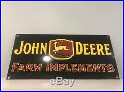 Vintage John Deere Farm Implement Porcelain Sign Gas Oil Tractor Combine Barn Ih