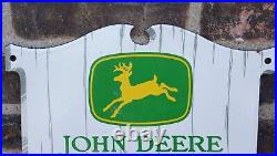 Vintage John Deere Porcelain Metal Sign Rare Dealer Tractor Sales Farm Corn Ad