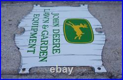 Vintage John Deere Porcelain Metal Sign Rare Dealer Tractor Sales Farm Corn Ad