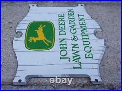 Vintage John Deere Porcelain Metal Sign Rare Dealer Tractor Sales Farm Corn Ad