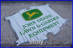 Vintage John Deere Porcelain Metal Sign Rare Dealer Tractor Sales Farm Corn Ad