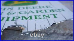 Vintage John Deere Porcelain Metal Sign Rare Dealer Tractor Sales Farm Corn Ad