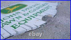 Vintage John Deere Porcelain Metal Sign Rare Dealer Tractor Sales Farm Corn Ad