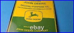 Vintage John Deere Sign Genuine Motor Oil Can Gas Pump Porcelain Sign