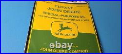 Vintage John Deere Sign Genuine Motor Oil Can Gas Pump Porcelain Sign