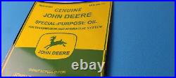 Vintage John Deere Sign Genuine Motor Oil Can Gas Pump Porcelain Sign