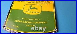 Vintage John Deere Sign Genuine Motor Oil Can Gas Pump Porcelain Sign